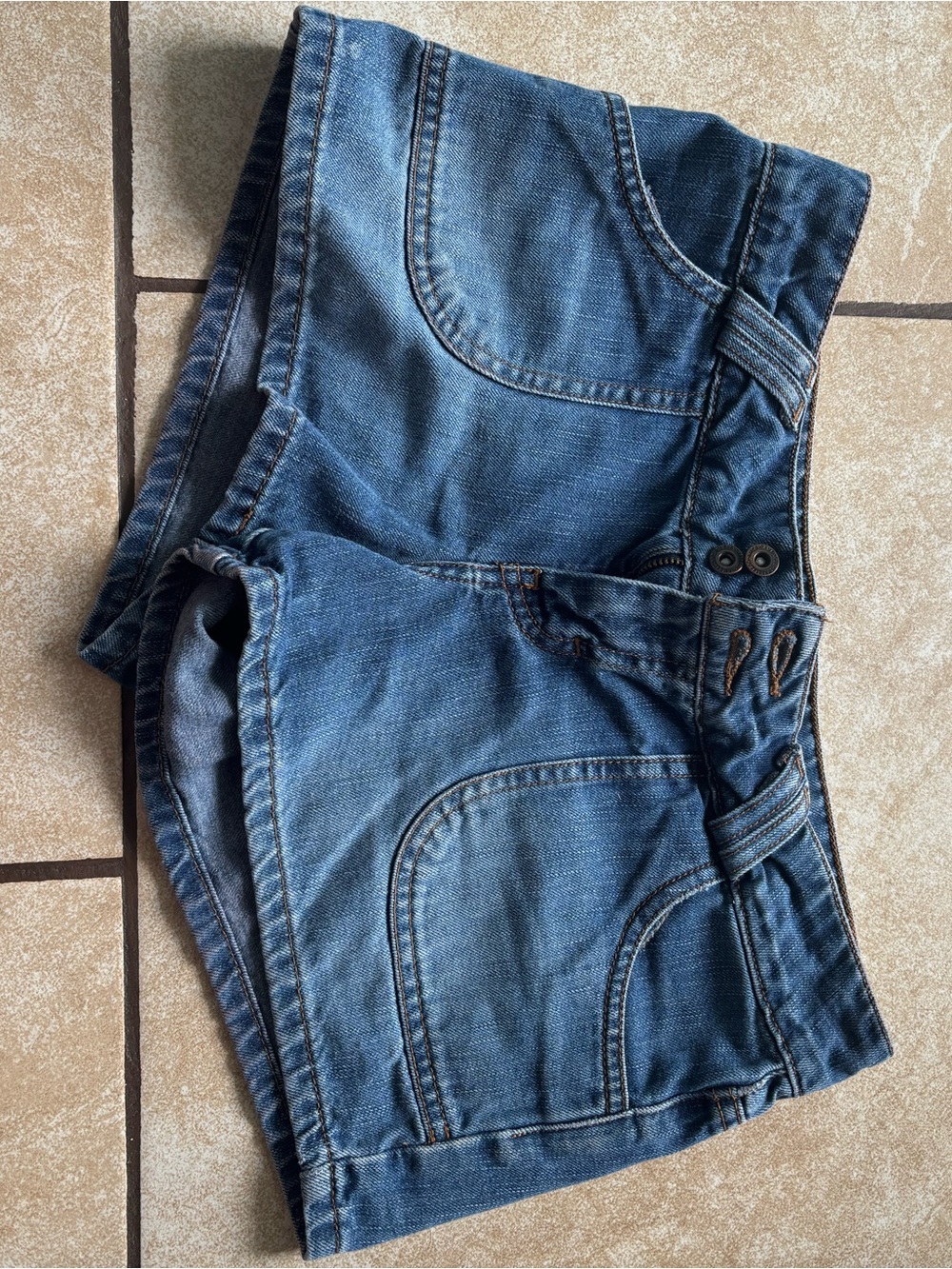 American Eagle Outfitters Distressed Mid Blue Denim Shorts